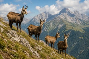 Alpenchamois vor majestätischer Bergkulisse