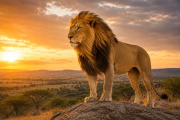 Majestätischer Löwe im goldenen Savannenlicht