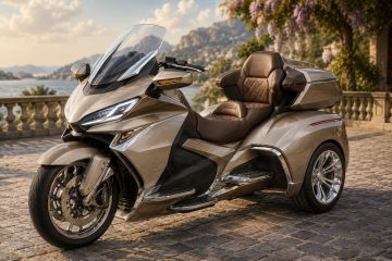 Futuristisches Luxus-Trike an der Küste