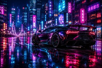 Neonregen in der Zukunftsstadt